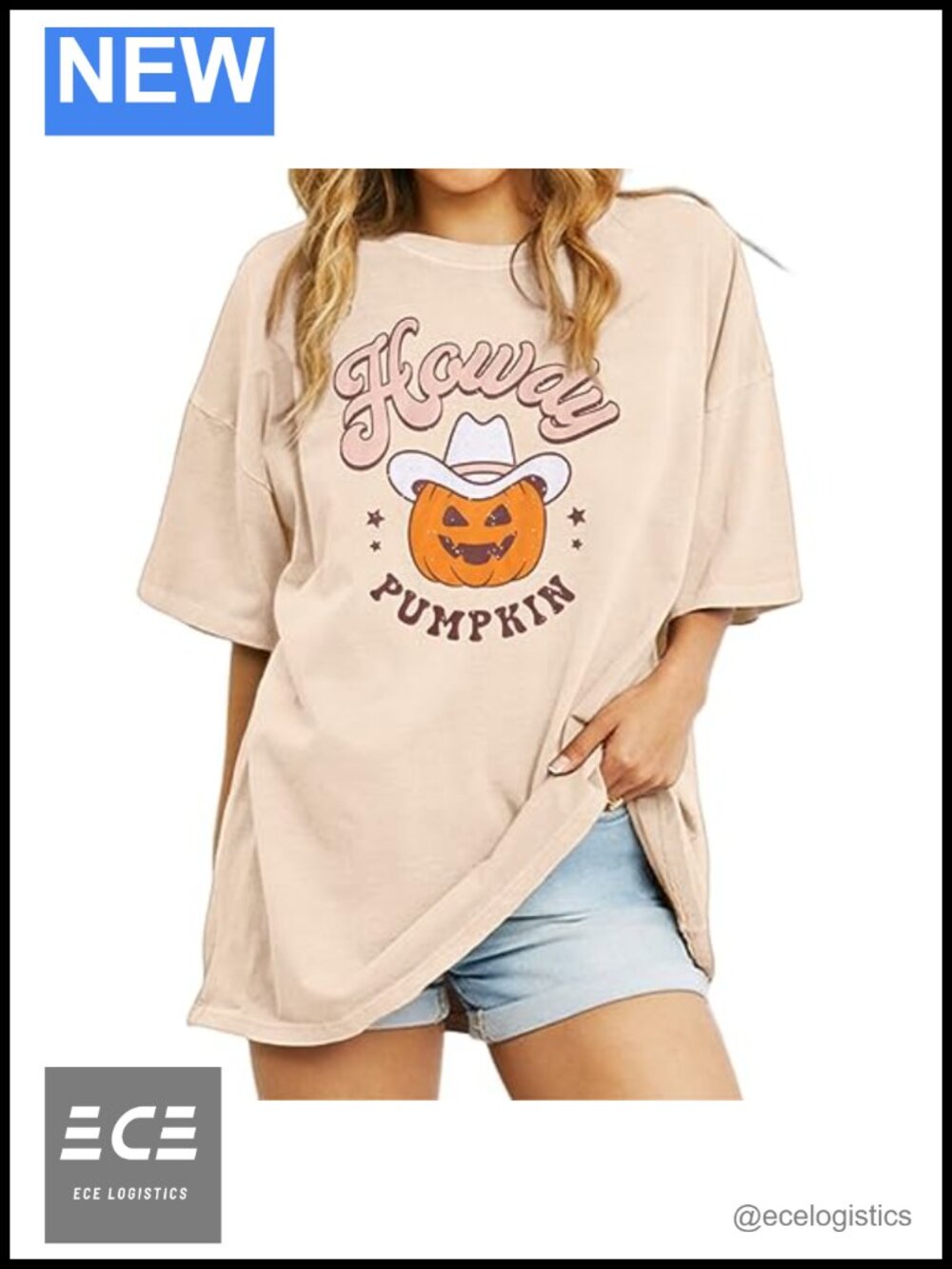 Western Howdy Pumpkin Graphic T-Shirt Short Sleeve Oversized Casual Tee